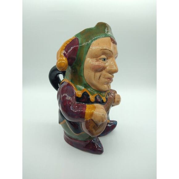 Vintage Staffordshire Jester Jug 7.25” Manor Pottery Toby Character - Picture 3 of 9